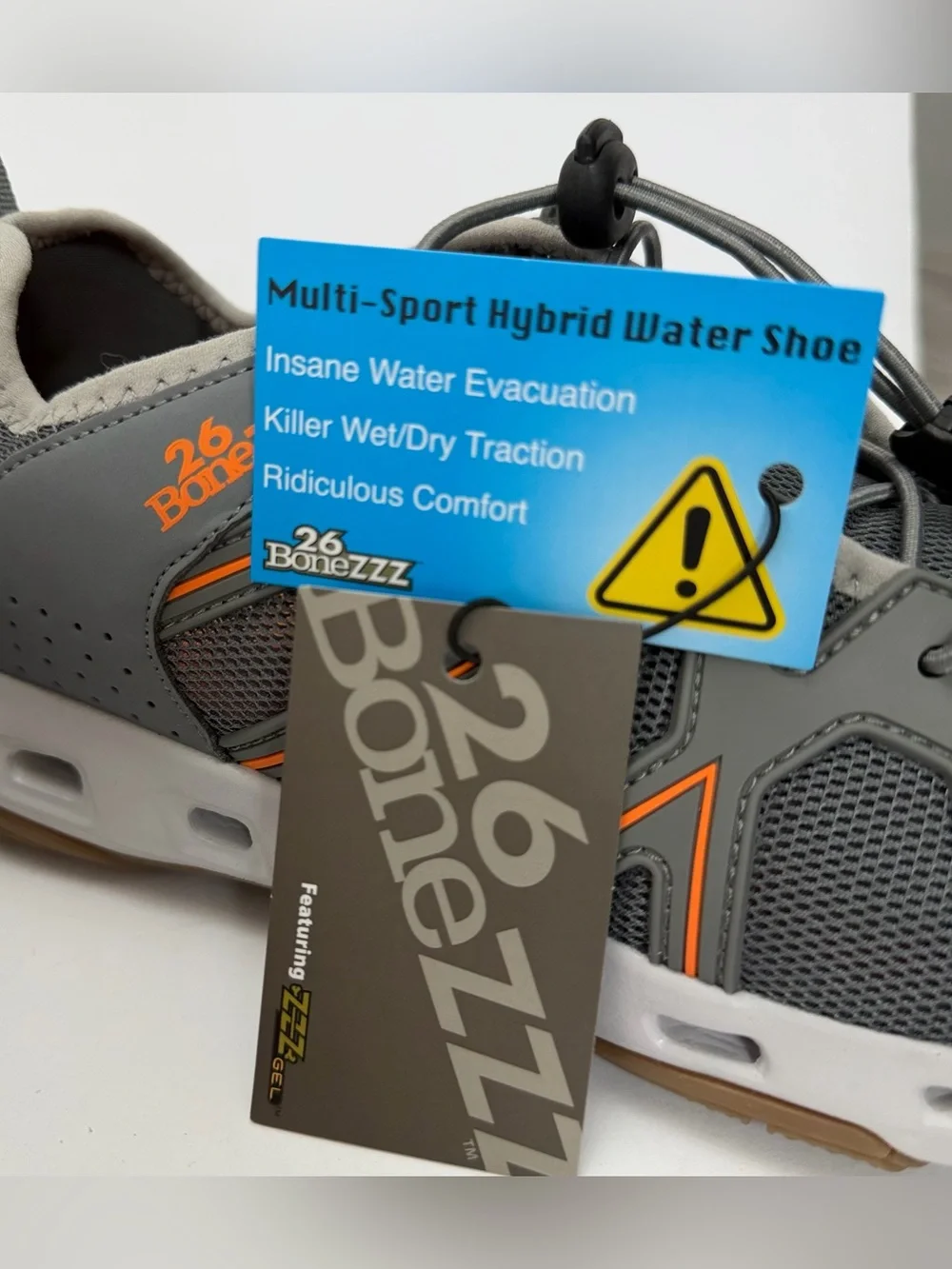 26 BoneZZZ Flozzz HydroPro Water Shoes Men’s Size 10 Gray Orange New No Box
